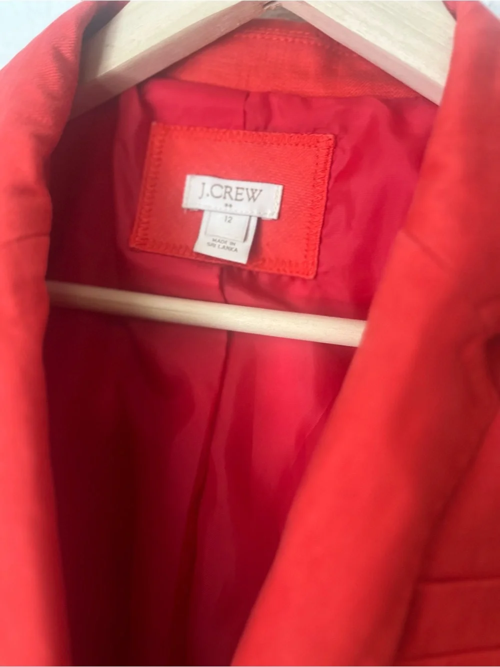 J. Crew Bright Red Linen-Blend Two-Button Blazer 100% linen